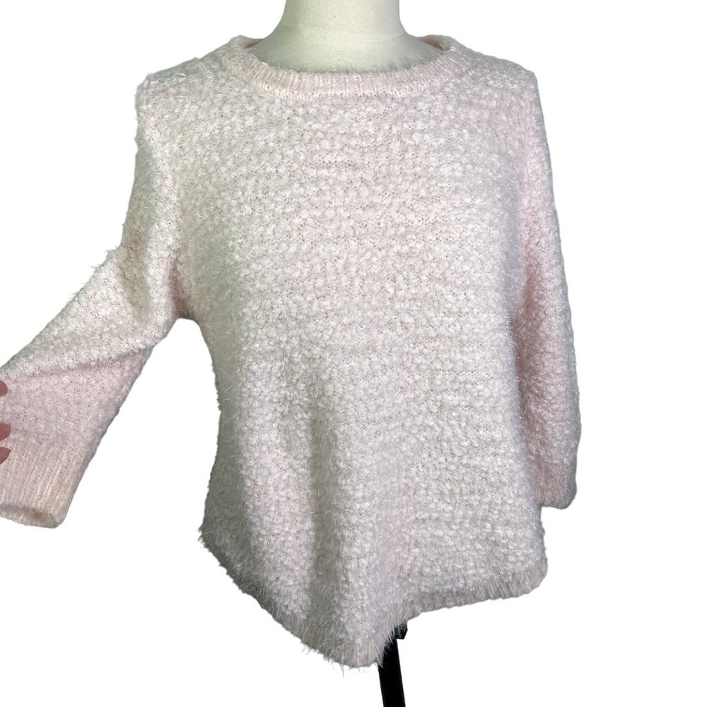 NWT New Directions sweater chenille pastel pink chunky fuzzy knit soft girl Med